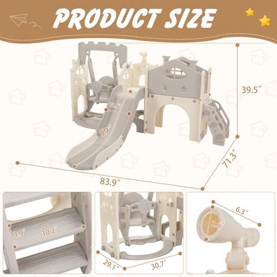 Infurnic Baby Activity Gyms, Kids Playset with Slide and Swing, Indoor, Outdoor Activity Center, Easy Assembly, Multicolored, 83.9"*71.3"*43.4"