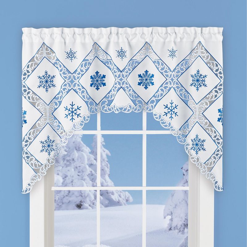 Collections Etc Embroidered Snowflake Swag Window Valance, 2 of 3