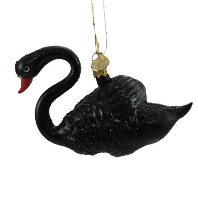 Morawski 3.75" Black Swan Ornament Bird Feather Lake  -  Tree Ornaments