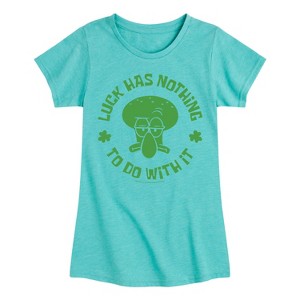 Girls' - SpongeBob Squarepants - Squidward Luck Fitted Short Sleeve Graphic T-Shirt - 1 of 4