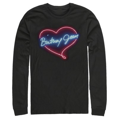 Men's Britney Spears Jean Neon Heart Long Sleeve Shirt - Black - Large