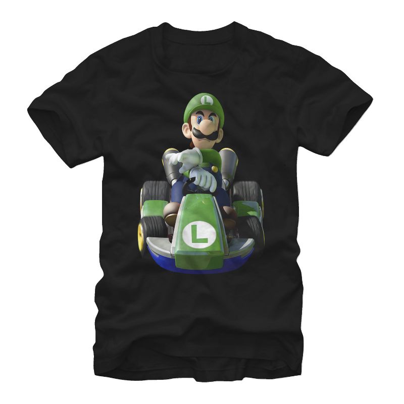 Men's Nintendo Mario Kart Luigi Driving T-Shirt, 1 of 5