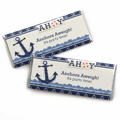 Big Dot of Happiness Ahoy - Nautical - Candy Bar Wrappers Baby Shower or Birthday Party Favors - Set of 24