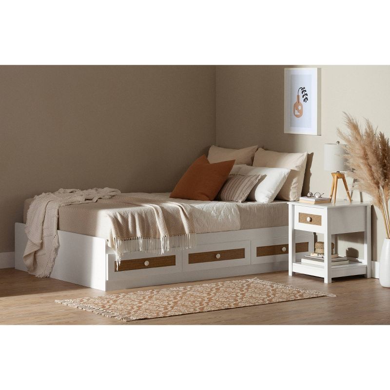 Full Hoya Mates Bed with 3 Drawers White/Faux Printed Rattan - South Shore, 3 of 9