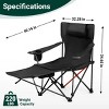 2 Pack Black Camping Chairs with Steel Frame 600D Oxford Fabric and Removable Footrest Portable Outdoor Folding Chairs Support up to 120KG for Camping - 2 of 4