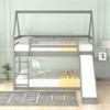 RISOKEYS Twin Size Bunk House Bed with Slide and Ladder, Floor Bunk Bed with Wood House Bunk Bed House Design - Gray - 2 of 4