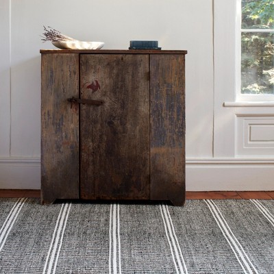 Malta Modern Black and Ivory Striped 8' x 10' Wool Area Rug