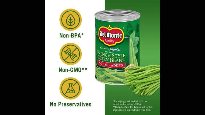 Del Monte No Salt Added French Style Green Beans - 14.5oz, 2 of 7, play video