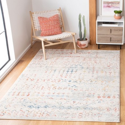 Ivory Geometric Hand-Knotted Synthetic Area Rug, 4' x 6'