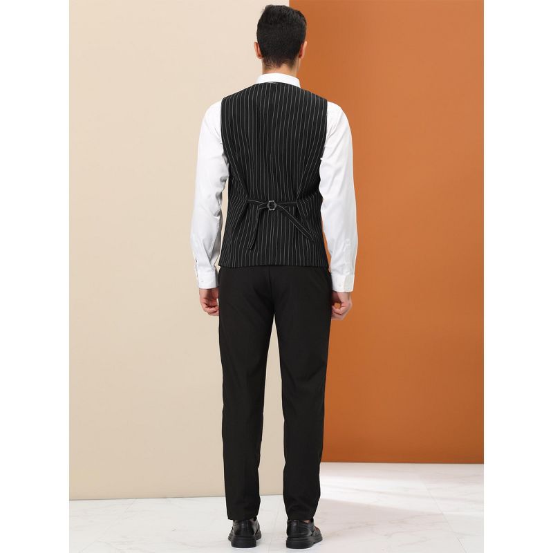 Lars Amadeus Men's Stripe Classic Slim Fit Business Formal Dress Suit Vest, 5 of 7