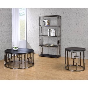 3pc Kendall Occasional Coffee Table, End Table & Bookshelf Chrome - Picket House Furnishings, Silver