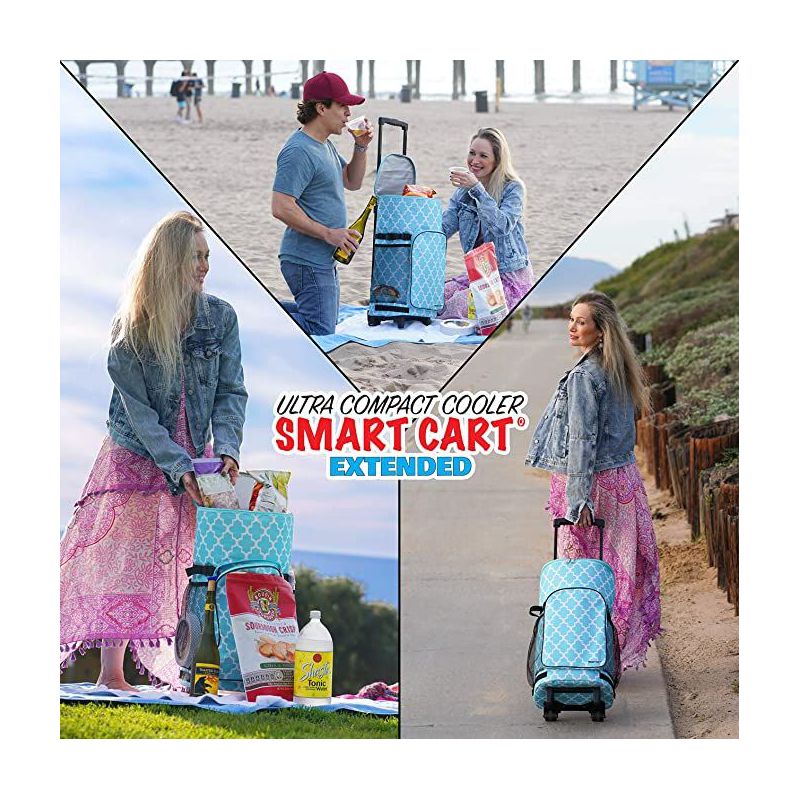 dbest Ultra Compact Smart Cart Cooler Extended Insulated Collapsible Rolling Tailgate BBQ Beach Summer - Moroccan tile, 5 of 7