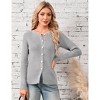 Women's Long Sleeve Button Knit Cardigan Sweater Open Front Crew Neck Striped Cardigan Jacket - 3 of 4