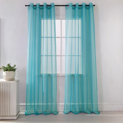 Lonnie 2-Piece Room Darkening Grommet Curtain 38" x 84" Aqua by Rt Designers Collection