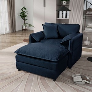 ORRD Oversized Chenille Loveseat Sofa, 2-Seater Deep Seat Cloud Couch, Modern DIY Sofa, Black - 1 of 4