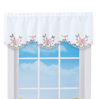 Collections Etc Lovely Rose Butterfly Curtains