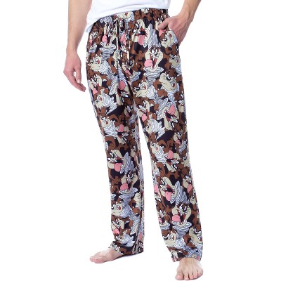 Looney Tunes Mens' Character Tasmanian Devil Taz Sleep Pajama Pants Black
