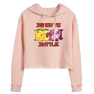 Women's - Pokémon - Pikachu Mewtwo Battle Cropped Graphic Hoodie - 1 of 3