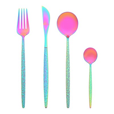 REGALWOVEN Stainless Steel Mirror Polished Flatware with Knife Spoons and Fork 24 Pieces