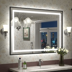Apmir Super Bright Front & Back LED Lighted Anti-Fog Aluminum Alloy Framed Tempered Glass Bathroom/Vanity Mirror with ETL & 3-Year Warranty - 1 of 4