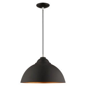 Livex Lighting Metal Shade 1 - Light Chandelier in  Black - 1 of 4