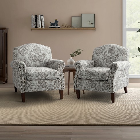 Set Of 2 Giampiero Living Room Comfty Armchair With Nailhead Trims ...