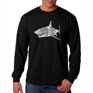 LA Pop Art Men's Word Art Long Sleeve T-shirt - SPECIES OF SHARK - 1 of 4