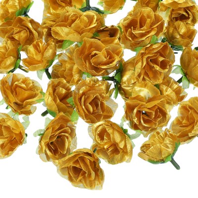 Unique Bargains DIY Wedding Birthday Decoration Silk Mini Artificial Rose Flower Heads 50 Pcs