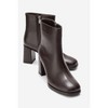 NAPOLI - Brown Leather Block Heel Boot (Women) brown cilt 5.5 Forever & Always Shoes US - 2 of 4
