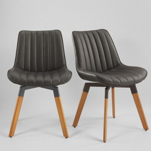 Art Leon Mid-century Modern Faux Leather Swivel Dining Chair, Set of 2 - 1 of 4