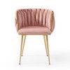 Vynxaria Modern Velvet Dining Chairs Set of 2 with Golden Metal Legs - 3 of 4