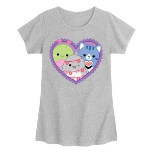 Girls' - Squishmallows - Squish Heart Fitted Short Sleeve Graphic T-Shirt - 1 of 3