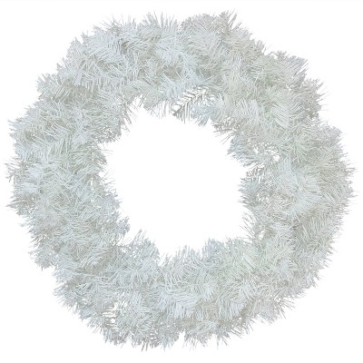 Sunnydaze Indoor/Outdoor Artificial Unlit Christmas Snowy White Holiday Decorative Wreath - 24" - White