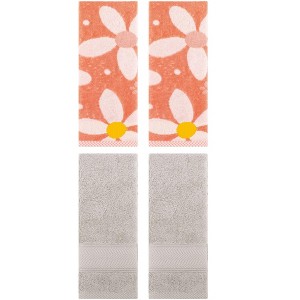 REGALWOVEN 4 Pcs Bathroom Decorative Cotton Soft Absorbent Sold Striped Hand Towel - 1 of 4