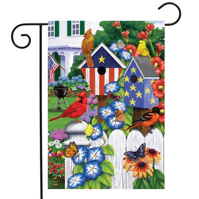 Patriotic American Garden Birds Summer Flag in Multicolor Polyester