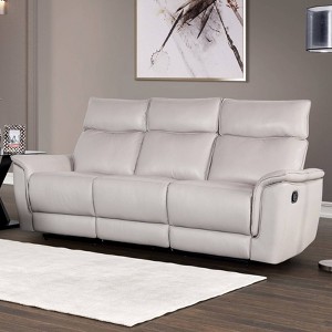 HOMES: Inside + Out Bisous 85.8" Sofa Leatherette with Manual Side Lever Recliner and Flared Padded Arms Taupe - 1 of 4