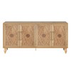 Sideboard Buffet, Wood Floor Cabinet With Carved Flower Door, Metal Handle, Freestanding Sideboard - 4 of 4