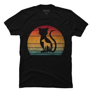 Men's Design By Humans Pet silhouette dog cat lover vintage sunset By punsalan T-Shirt - 1 of 2