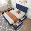 Full Size Bed Frame with 4 Storage Drawers and Headboard, Linen Upholstered Platform Bed Frame - 3 of 4