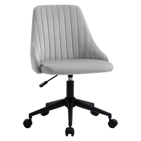 Vinsetto Mid-back Office Chair, Velvet Fabric Swivel Scallop Shape ...