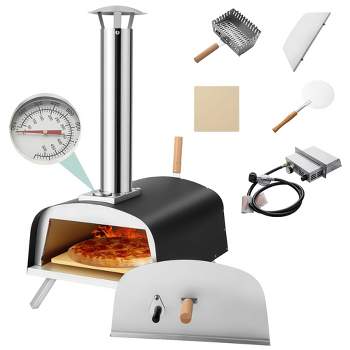 Costway Wood Outdoor Pizza Oven Pizza Grill Outside Pizza Maker with  Waterproof Cover in Stainless Steel (2-Layer) NP10814BK - The Home Depot