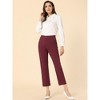 INSPIRE CHIC Women's High Waist Elastic Back Two Slant Pockets Office Work Ankle Pants - 2 of 4