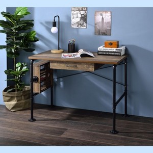 HDZNVF Weathered Oak and Black Finish Writing Desk - 1 of 4