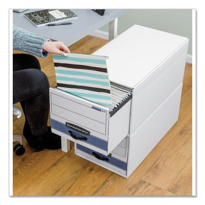 White and Blue Corrugated Fiberboard 5-Drawer Stackable Storage System
