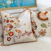 Whisen Thanksgiving Embroidered Floral Throw Pillow, Autumn Harvest Accent Cushion - Rust - 2 of 4