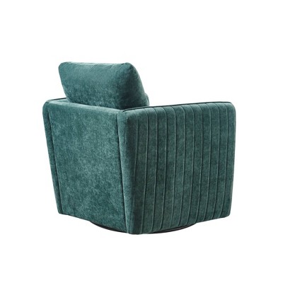 Teal Velvet Channel Quilted Swivel Accent Chair
