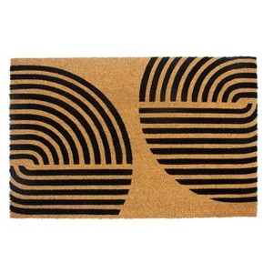 Entryways 36"x24" Concentric All-Natural Coconut Fibers Door Mat Black and Natural: Welcome Rug, PVC Backed, Shake Clean - 1 of 3