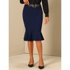 Allegra K Women's Fishtail High Waisted Peplum Midi Bodycon Skirt with Belt - 3 of 4