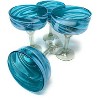 Dos Sueños Mexican Hand Blown  Margarita Glasses - Aqua Swirl - 16oz - Set of 4 - 3 of 4
