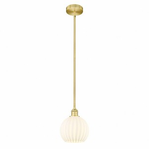 White Venetian - 1 Light Stem Hung Mini Pendant In Modern Style-9.5 Inches Tall and 8 Inches Wide - 1 of 1